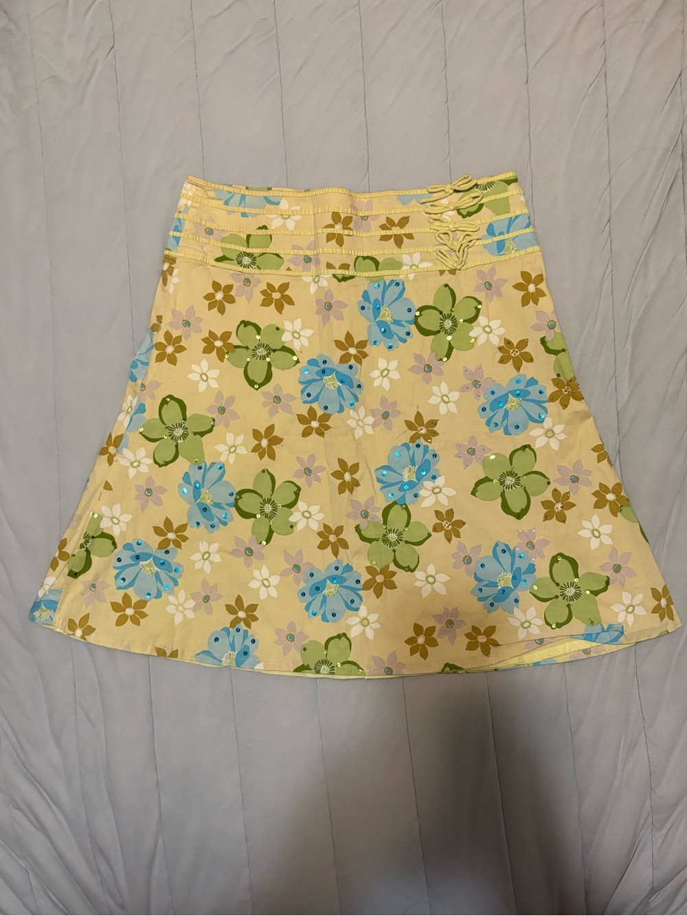 Persaman New York Cream Floral Skirt with blue, green, and tan flowers